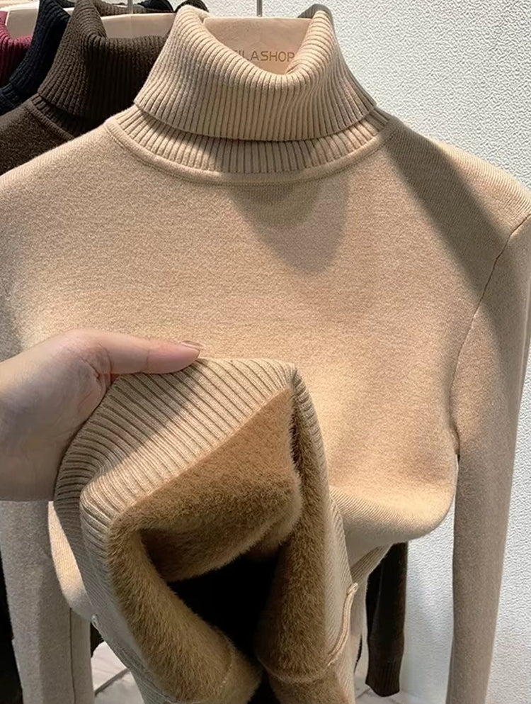 The Elegant Thick Slim Knitted Pullover Apricot Blouses - Tophatter Daily Deals