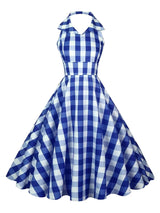 Retro Halter Party Midi Dresses Navy Midi Dresses - Tophatter Daily Deals