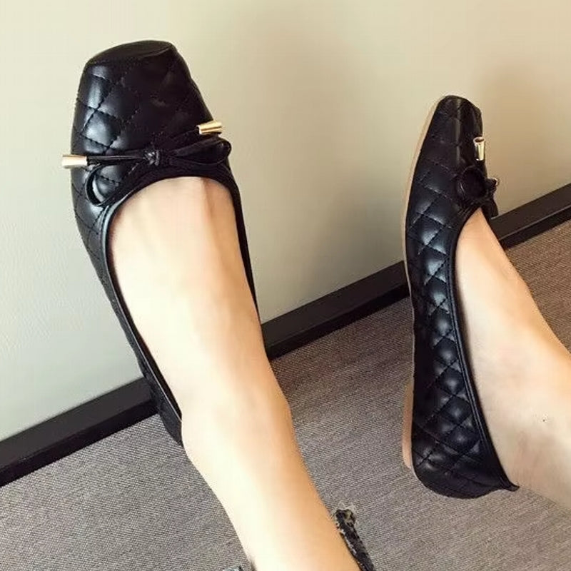 Fashion Ballet Flats Gold Soft Ladies Shoes Black Women Shoes - Tophatter Daily Deals
