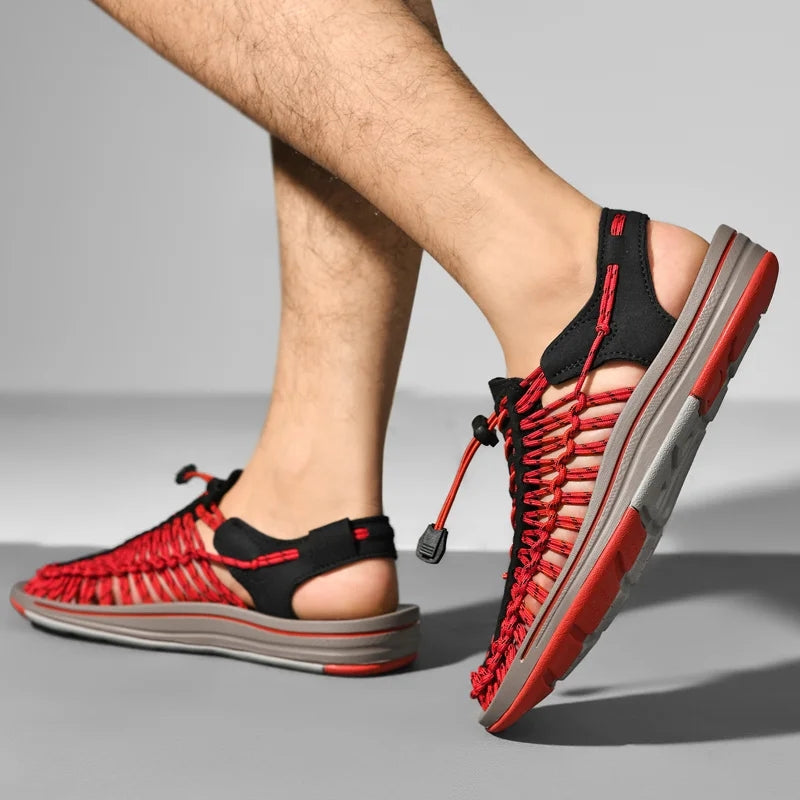 Fashion Handmade Weaving Design Beach Couples Sandals Men Sandals - Tophatter Daily Deals