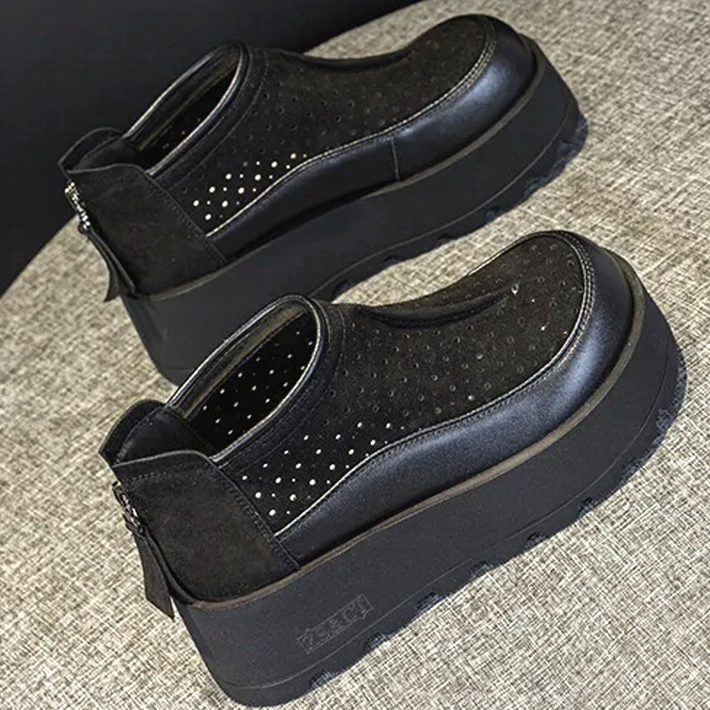 Women Suede Cow Causal Shoes Wedge Flats 6CM Casual Women Shoes - Tophatter Daily Deals