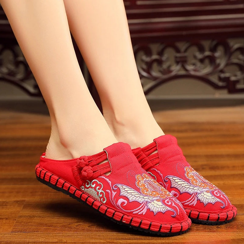 Women Canvas Bohemian Retro Flat Slippers Slippers - Tophatter Daily Deals
