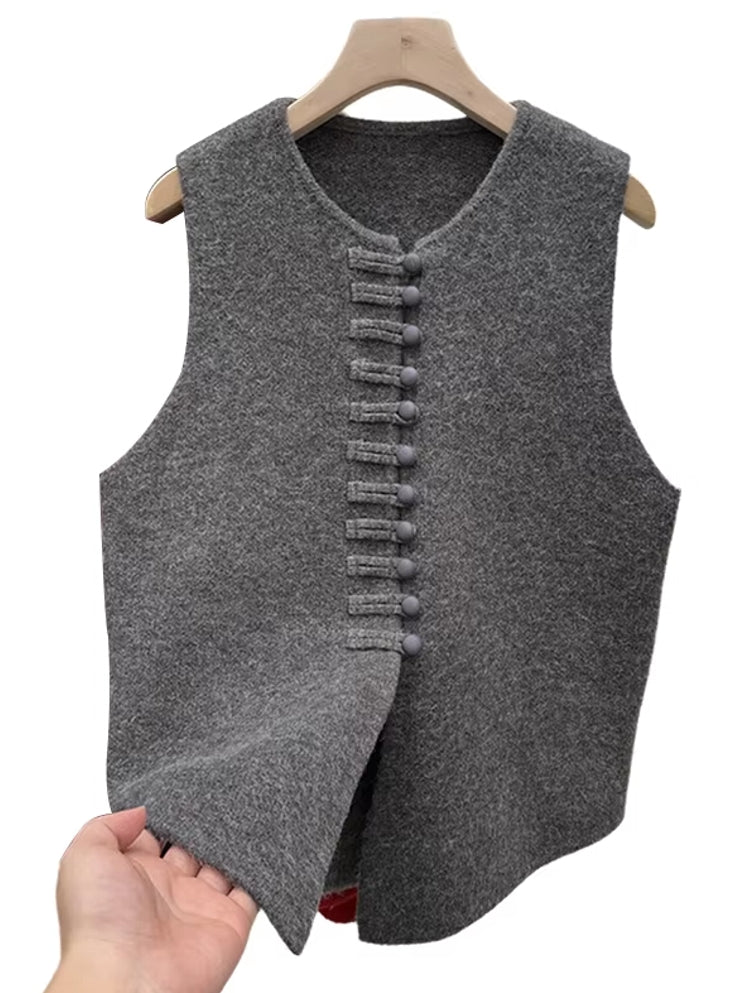 Winter Round Neck Vest Sweater Tops Blouses - Tophatter Daily Deals