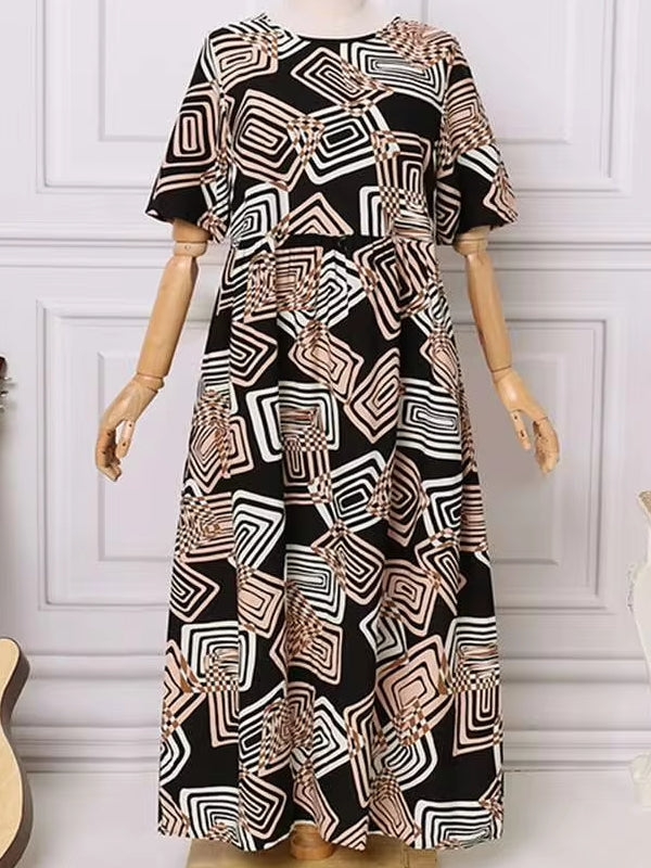 Geometric Printed Dress Robe Bohemian Maxi Long Dresses Maxi Dresses - Tophatter Daily Deals