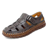 Slip On Split Leather Shoes Men Flats Dimgray Men Sandals - Tophatter Daily Deals