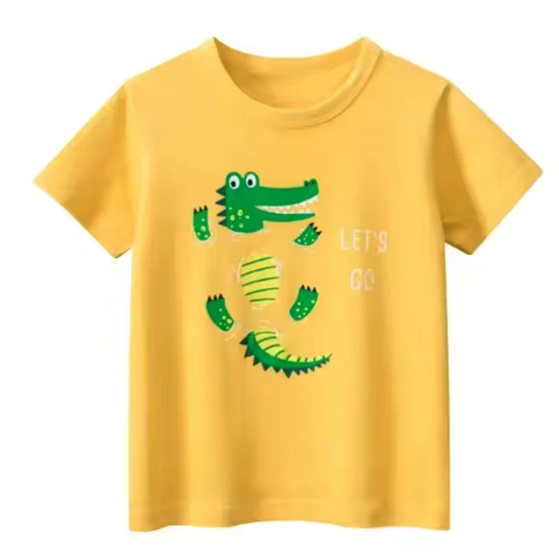 Summer Children Clothing Cartoon Dinosaur T-Shirts Yellow kids clothing - Tophatter Daily Deals