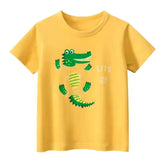 Summer Children Clothing Cartoon Dinosaur T-Shirts Yellow kids clothing - Tophatter Daily Deals