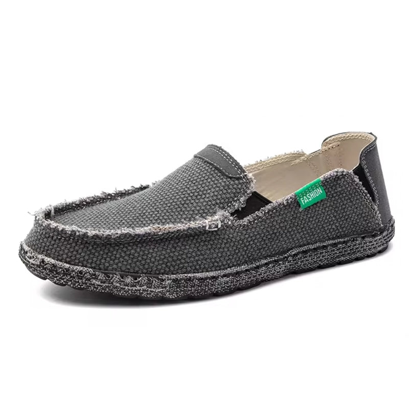 Canvas Loafers Breathable Men Flat Lazy Shoes Dark Grey Loafers - Tophatter Daily Deals