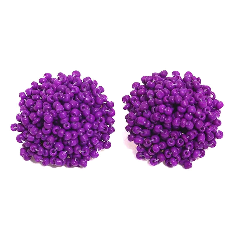 Fashion Handmade Beaded Stud Earrings Purple Earrings - Tophatter Daily Deals