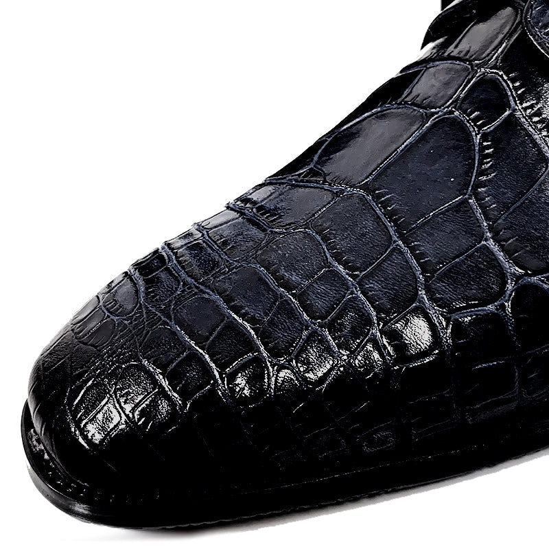 Blue Black Crocodile Pattern Oxford Shoes Men Dresses Shoes - Tophatter Daily Deals