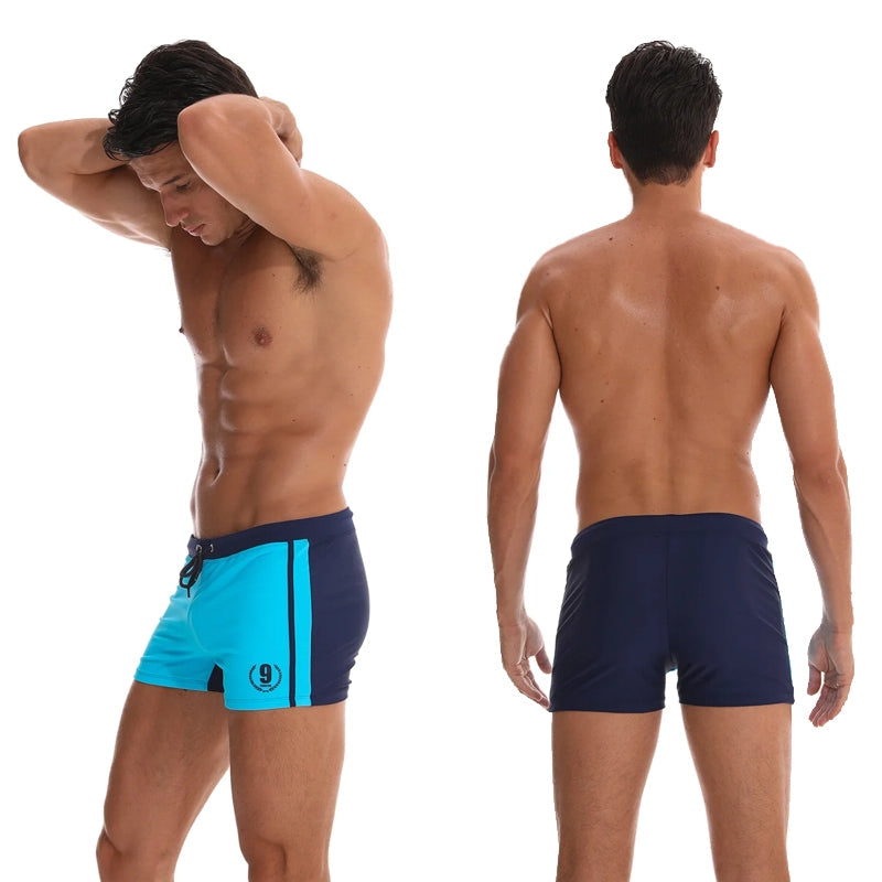 Men Swim Boxer Trunks NO.9 Blue Swimsuit - Tophatter Daily Deals