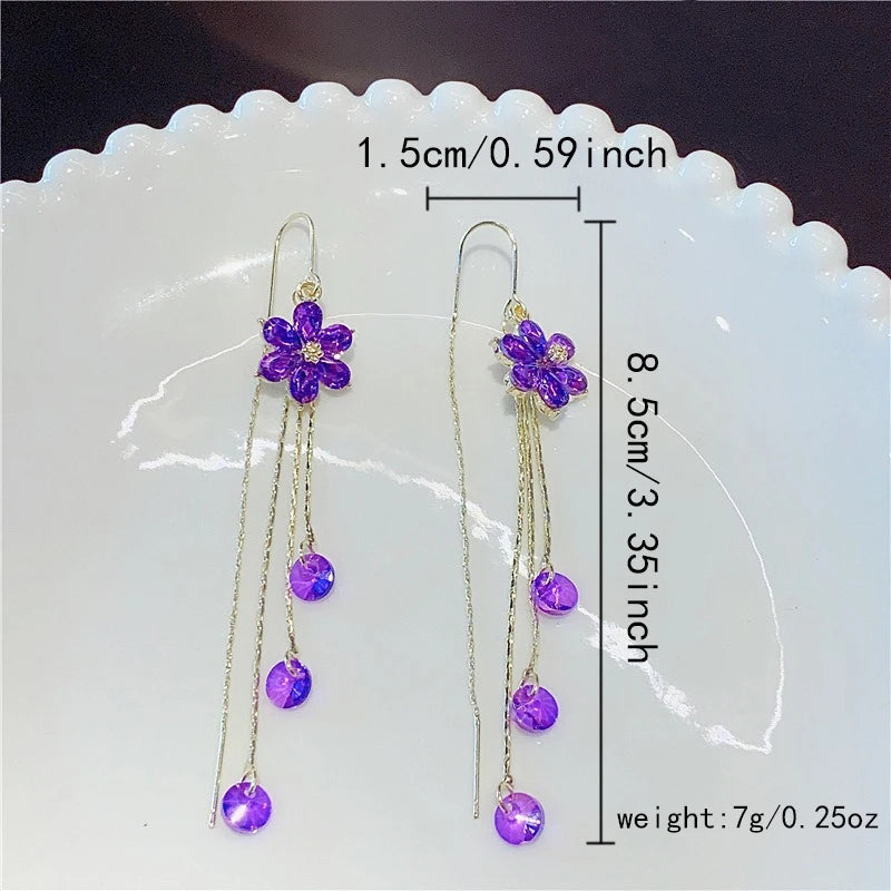 Luxury Crystal Long Tassel Ear Line Hanging Earring Earrings - Tophatter Daily Deals