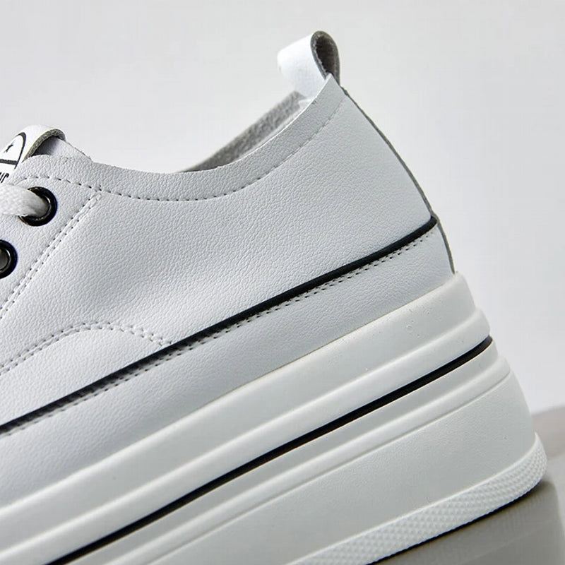Women Chunky Leather Sneaker Loafer Shoes 8cm High Heel Sneaker - Tophatter Daily Deals