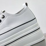 Women Chunky Leather Sneaker Loafer Shoes 8cm High Heel Sneaker - Tophatter Daily Deals