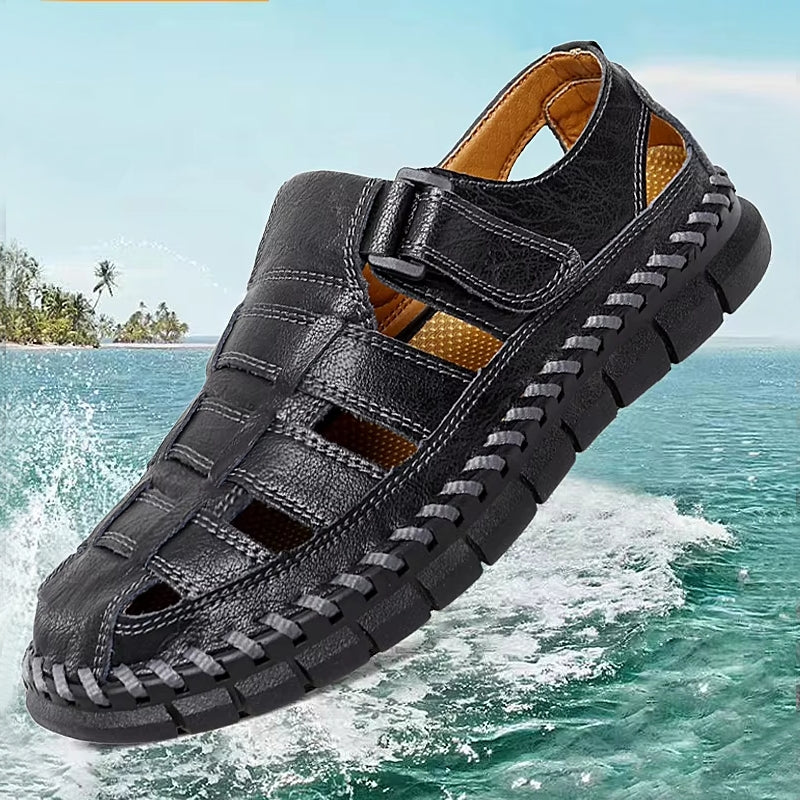 Slip On Split Leather Shoes Men Flats Men Sandals - Tophatter Daily Deals