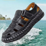 Slip On Split Leather Shoes Men Flats Men Sandals - Tophatter Daily Deals