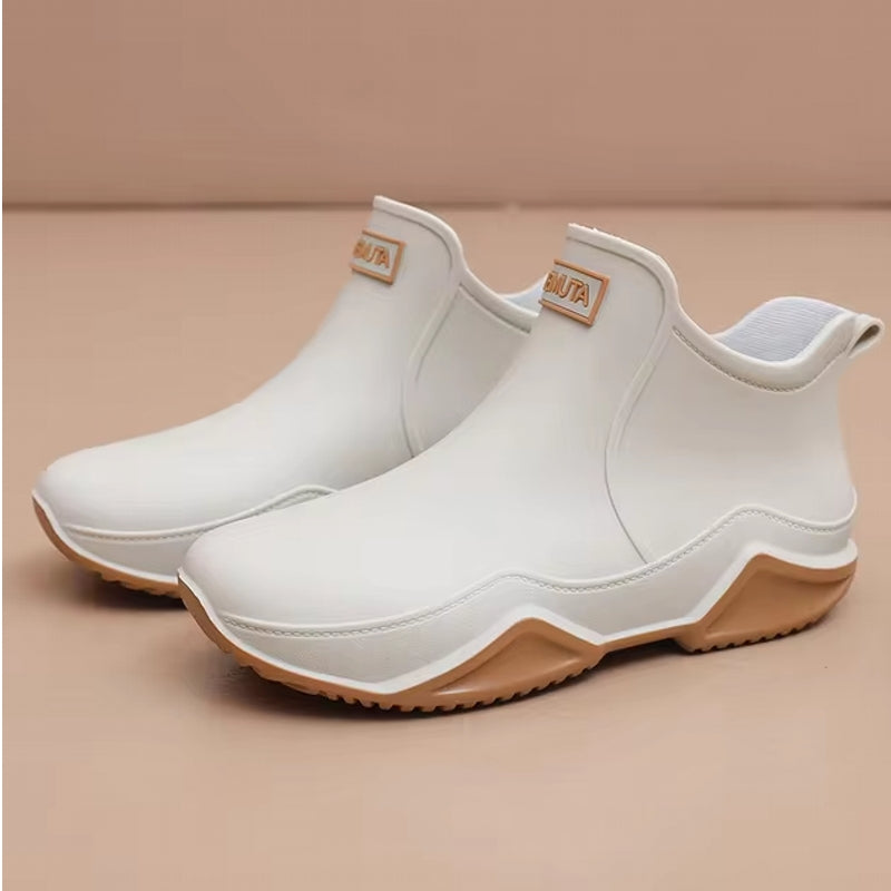 Unisex Rain Shoes Ankle Women Waterproof Shoes Beige Boots - Tophatter Daily Deals