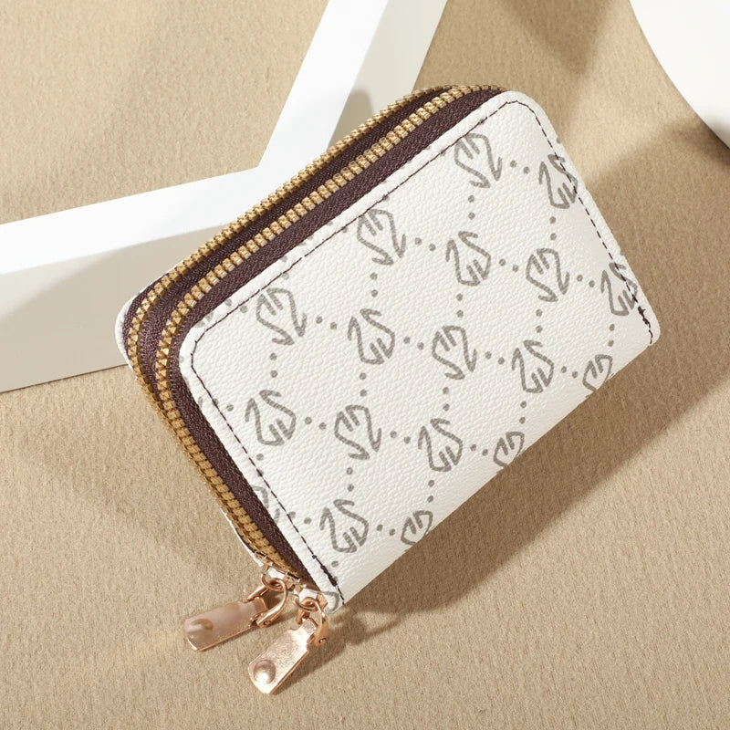Chic Vintage Double Zipper Card Holder Wallet for Women White Wallets - Tophatter Daily Deals
