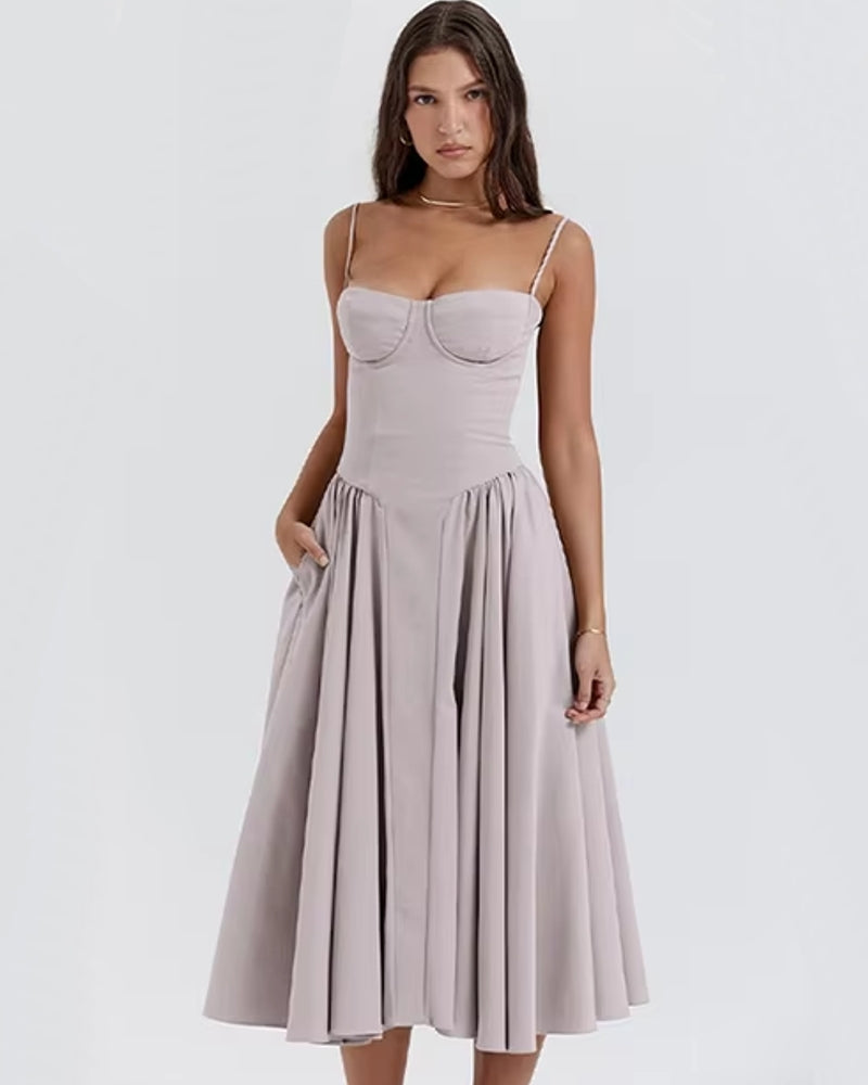 Elegant Events Corset Dress Sexy Strapless Midi Dresses Gray Midi Dresses - Tophatter Daily Deals
