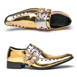 Golden Glitter Leather Rhinestone Men Chelsea Men Dresses Shoes - Tophatter Daily Deals