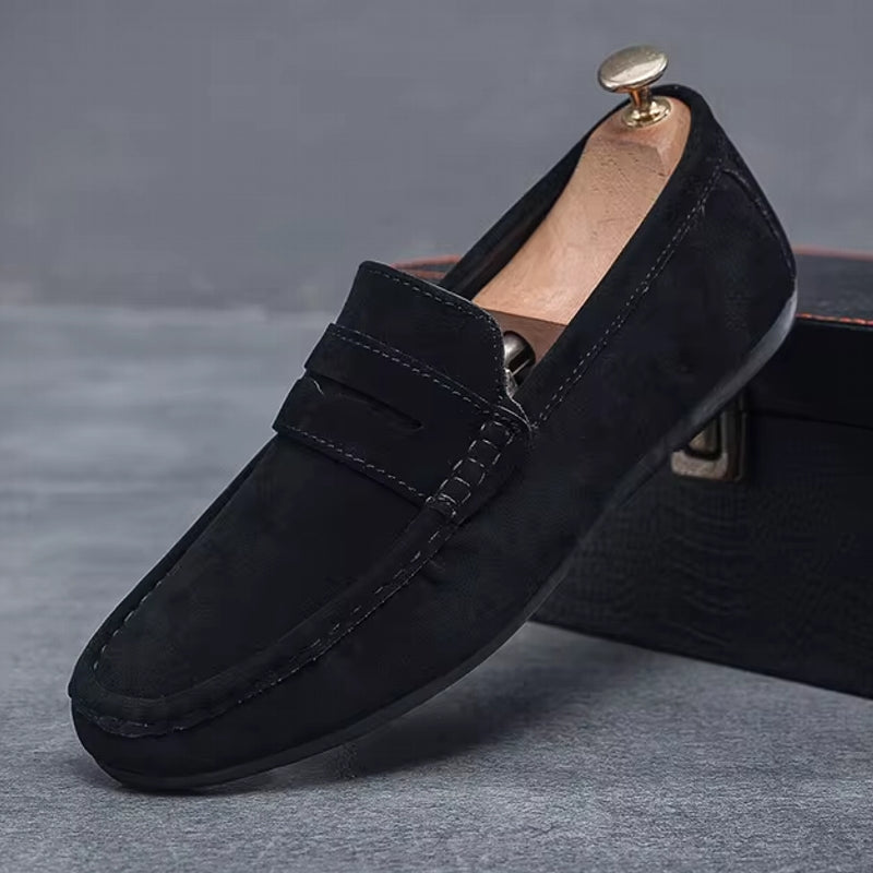 Men Flats Lightweight Driving Shoes Black Loafers - Tophatter Daily Deals