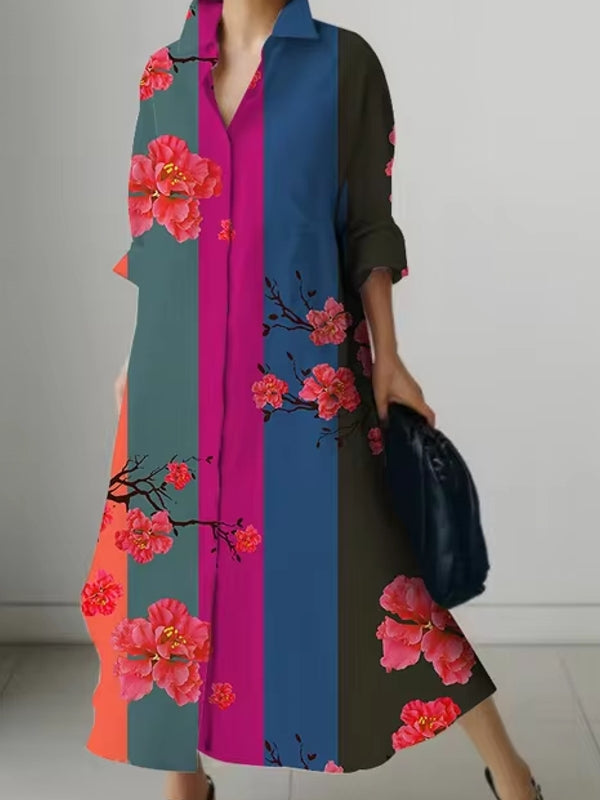 Women's Elegant Shirt Dresses Navy Maxi Dresses - Tophatter Daily Deals