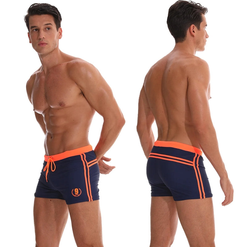 Men Swim Boxer Trunks NO.9 Orange Swimsuit - Tophatter Daily Deals