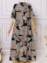 Geometric Printed Dress Robe Bohemian Maxi Long Dresses Maxi Dresses - Tophatter Daily Deals
