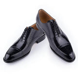 Genuine Cowhide Formal Office Classic Brogue Shoe Black Men Dresses Shoes - Tophatter Daily Deals