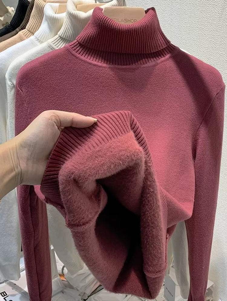 The Elegant Thick Slim Knitted Pullover Red Blouses - Tophatter Daily Deals