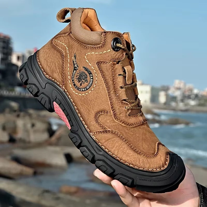 Winter Wear-resistant Ankle Mountaineering Boots Men Dresses Shoes - Tophatter Daily Deals