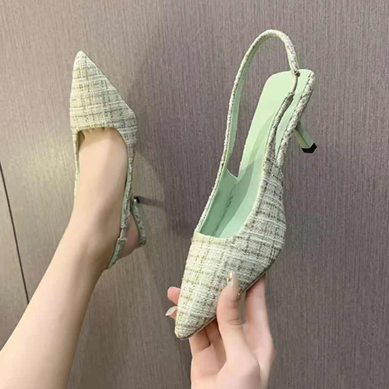 Fashion Versatile Heel Concise Modern Sandals for Women Green Women Shoes - Tophatter Daily Deals