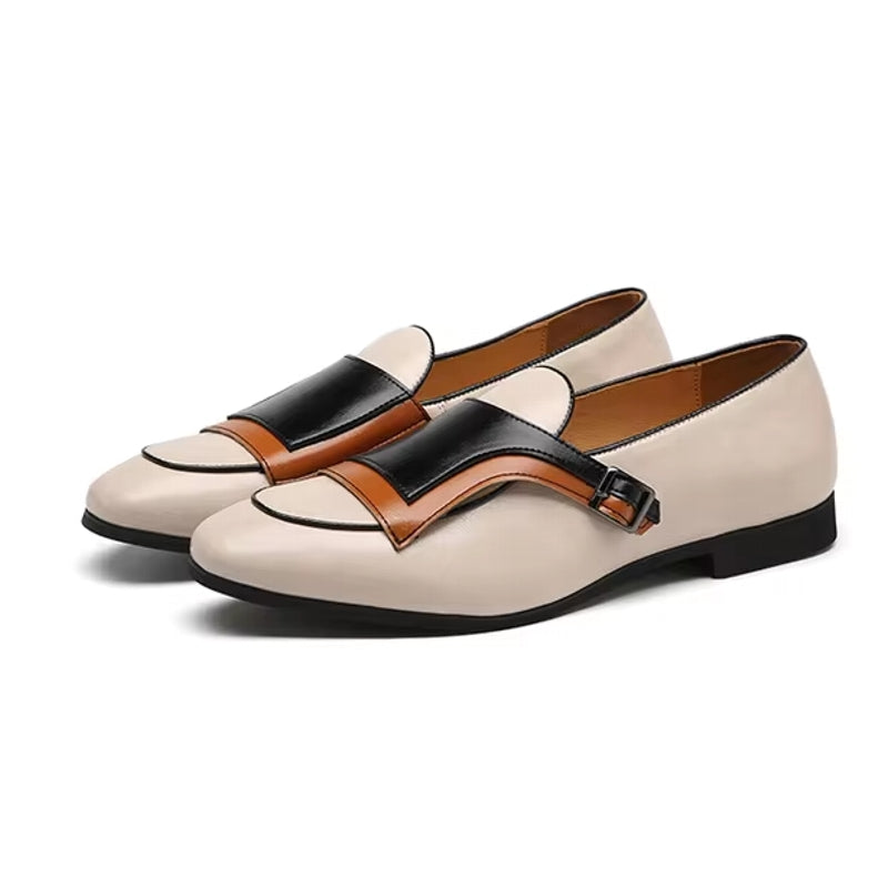 Monk Strap Blue and white Oxford Shoes Loafers - Tophatter Daily Deals