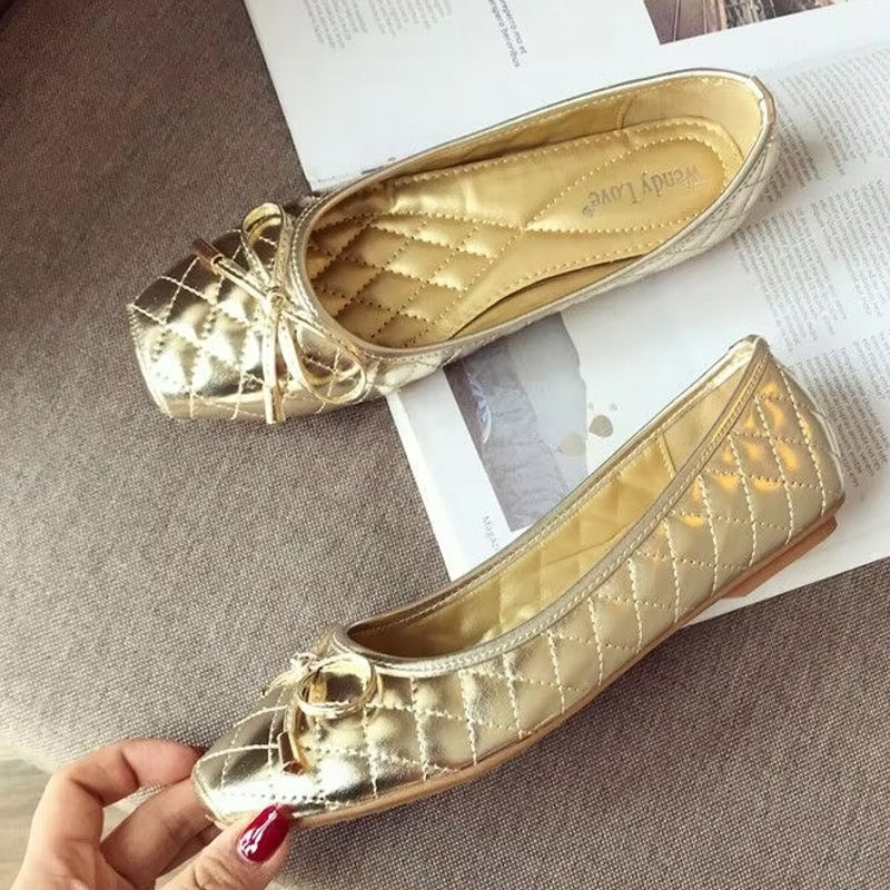 Fashion Ballet Flats Gold Soft Ladies Shoes Women Shoes - Tophatter Daily Deals
