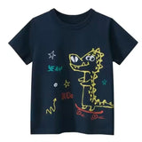 Summer Children Clothing Cartoon Dinosaur T-Shirts Black kids clothing - Tophatter Daily Deals