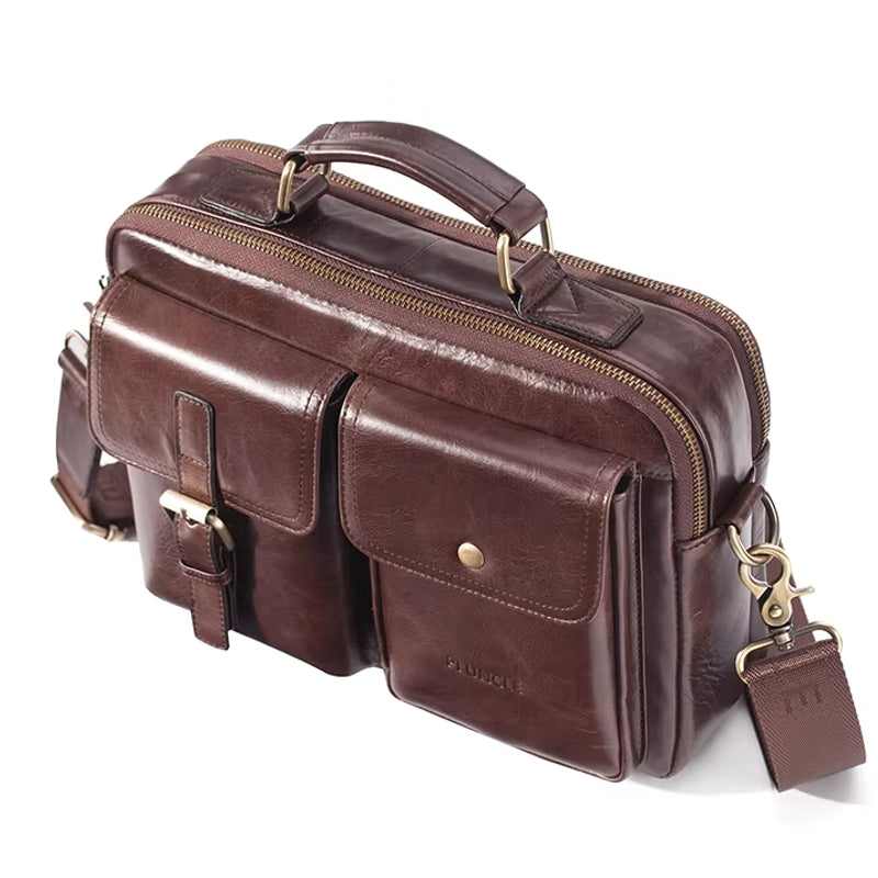 Cowhide Casual Handbag Tote Briefcase Bag - Tophatter Daily Deals