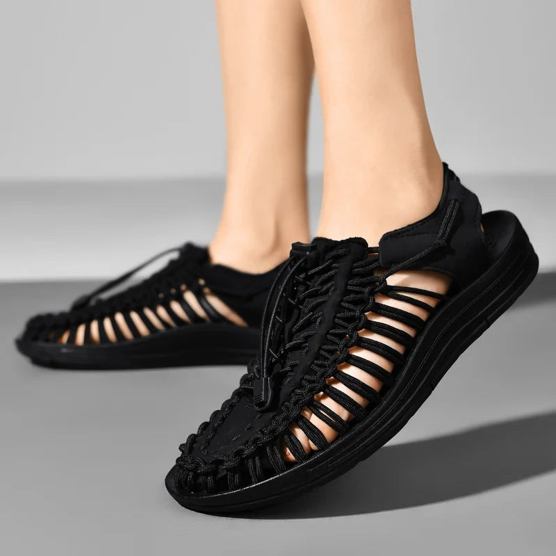 Fashion Handmade Weaving Design Beach Couples Sandals Men Sandals - Tophatter Daily Deals