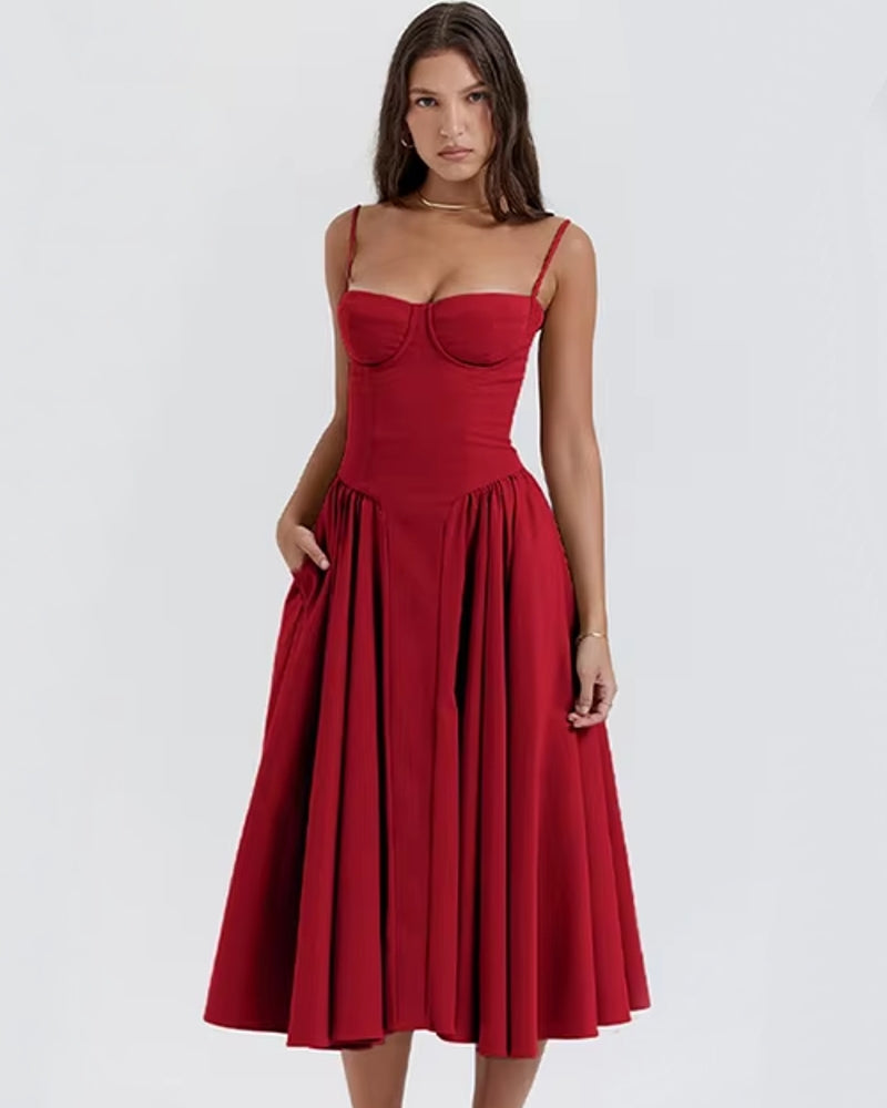 Elegant Events Corset Dress Sexy Strapless Midi Dresses Red Midi Dresses - Tophatter Daily Deals