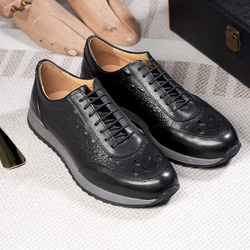 Men Genuine Leather Crocodile Pattern Casual Sneakers Men Dresses Shoes - Tophatter Daily Deals
