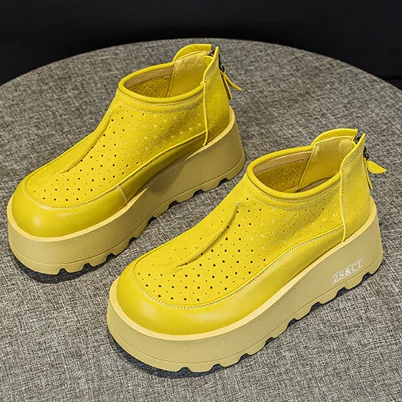 Women Suede Cow Causal Shoes Wedge Flats 6CM Casual Women Shoes - Tophatter Daily Deals