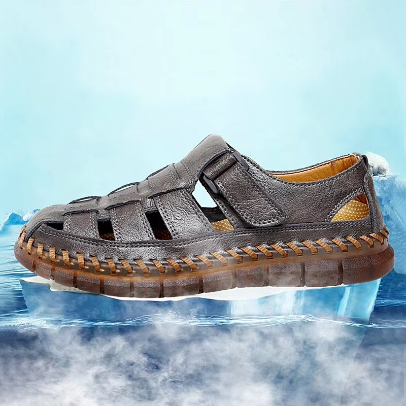 Slip On Split Leather Shoes Men Flats Men Sandals - Tophatter Daily Deals