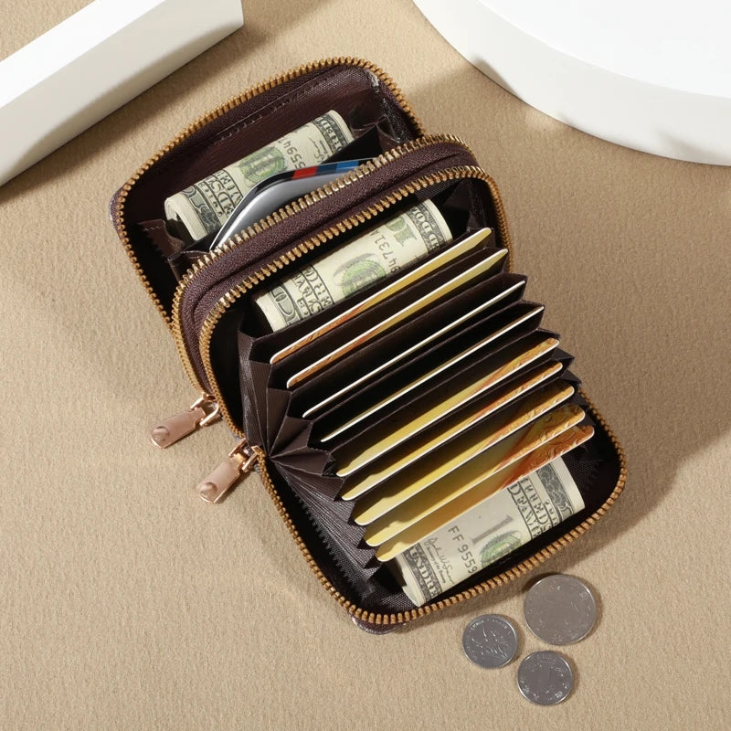 Chic Vintage Double Zipper Card Holder Wallet for Women Wallets - Tophatter Daily Deals