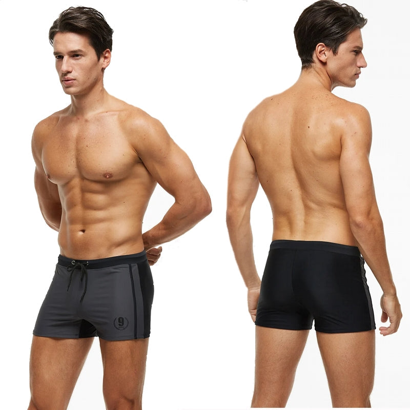 Men Swim Boxer Trunks NO.9 Black Swimsuit - Tophatter Daily Deals