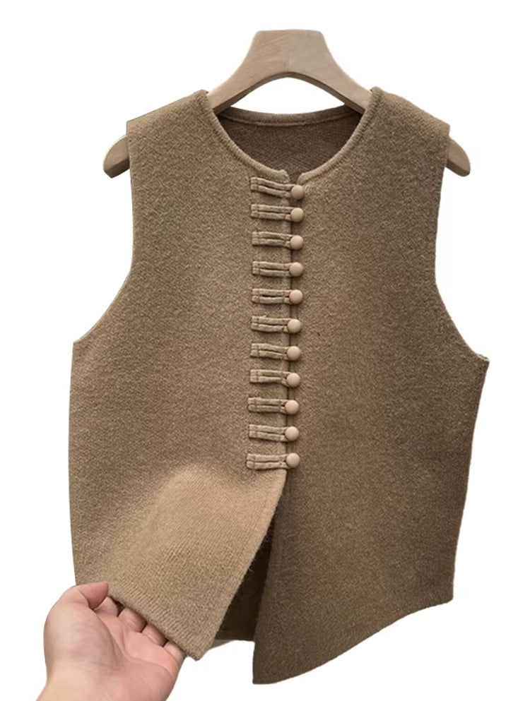 Winter Round Neck Vest Sweater Tops Blouses - Tophatter Daily Deals