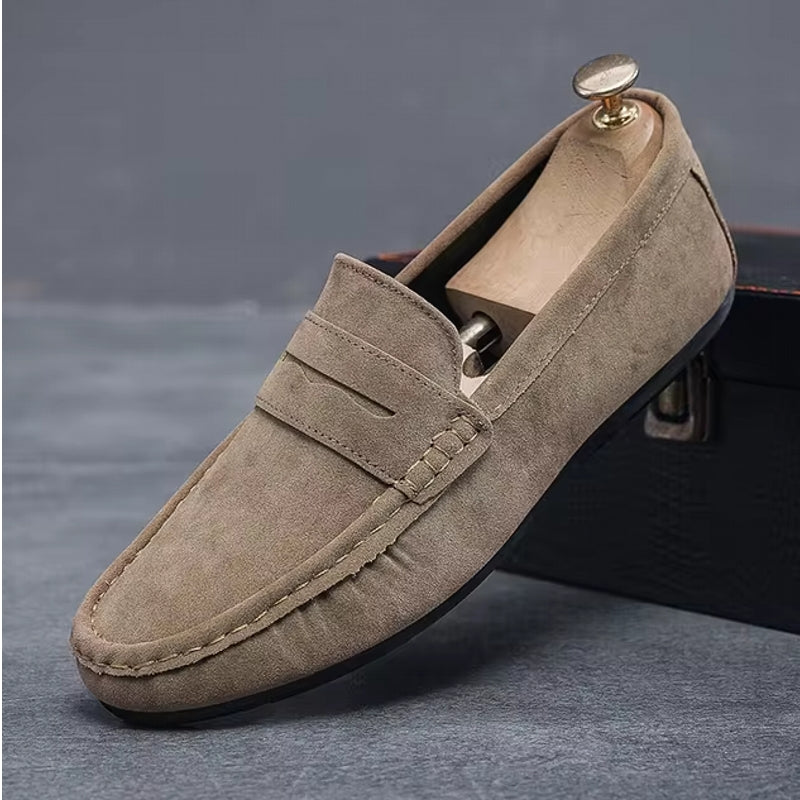 Men Flats Lightweight Driving Shoes Beige Loafers - Tophatter Daily Deals