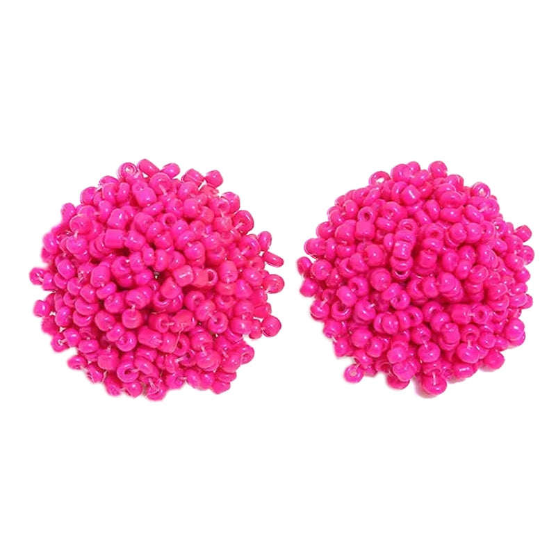 Fashion Handmade Beaded Stud Earrings Rose Pink Earrings - Tophatter Daily Deals