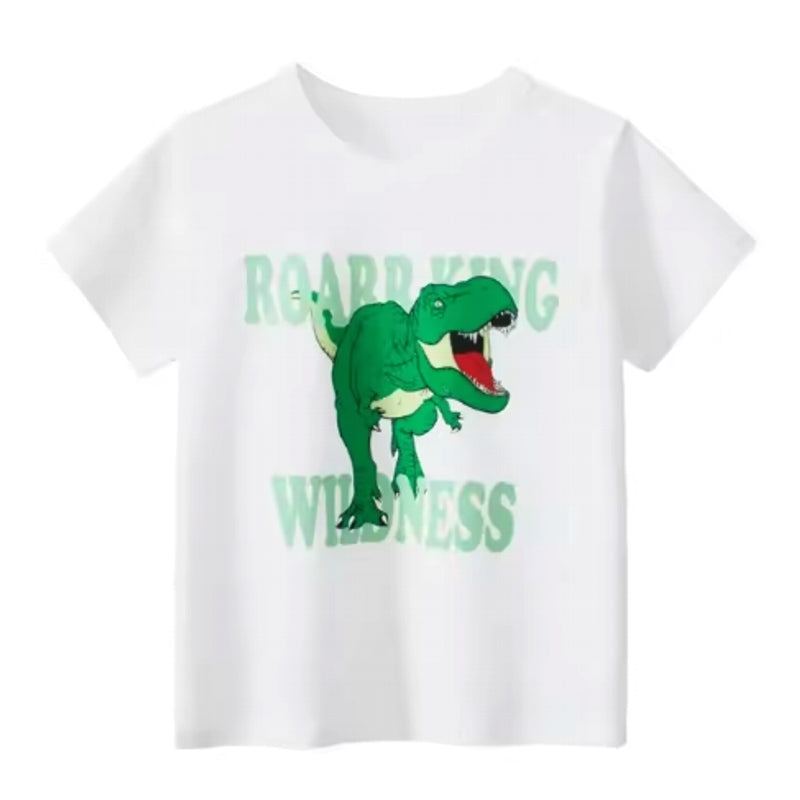 Summer Children Clothing Cartoon Dinosaur T-Shirts Green kids clothing - Tophatter Daily Deals