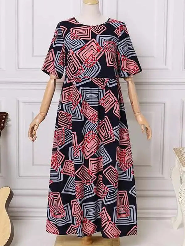 Geometric Printed Dress Robe Bohemian Maxi Long Dresses Maxi Dresses - Tophatter Daily Deals