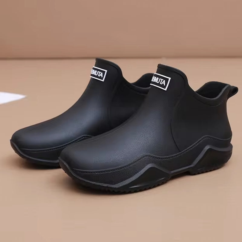 Unisex Rain Shoes Ankle Women Waterproof Shoes Black Boots - Tophatter Daily Deals