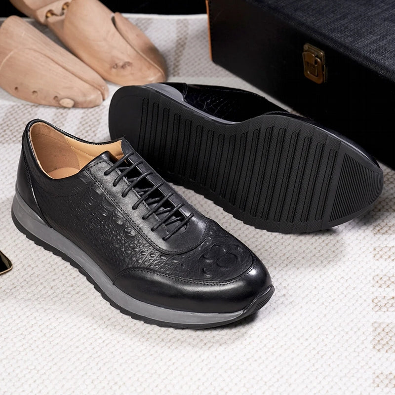 Men Genuine Leather Crocodile Pattern Casual Sneakers Men Dresses Shoes - Tophatter Daily Deals
